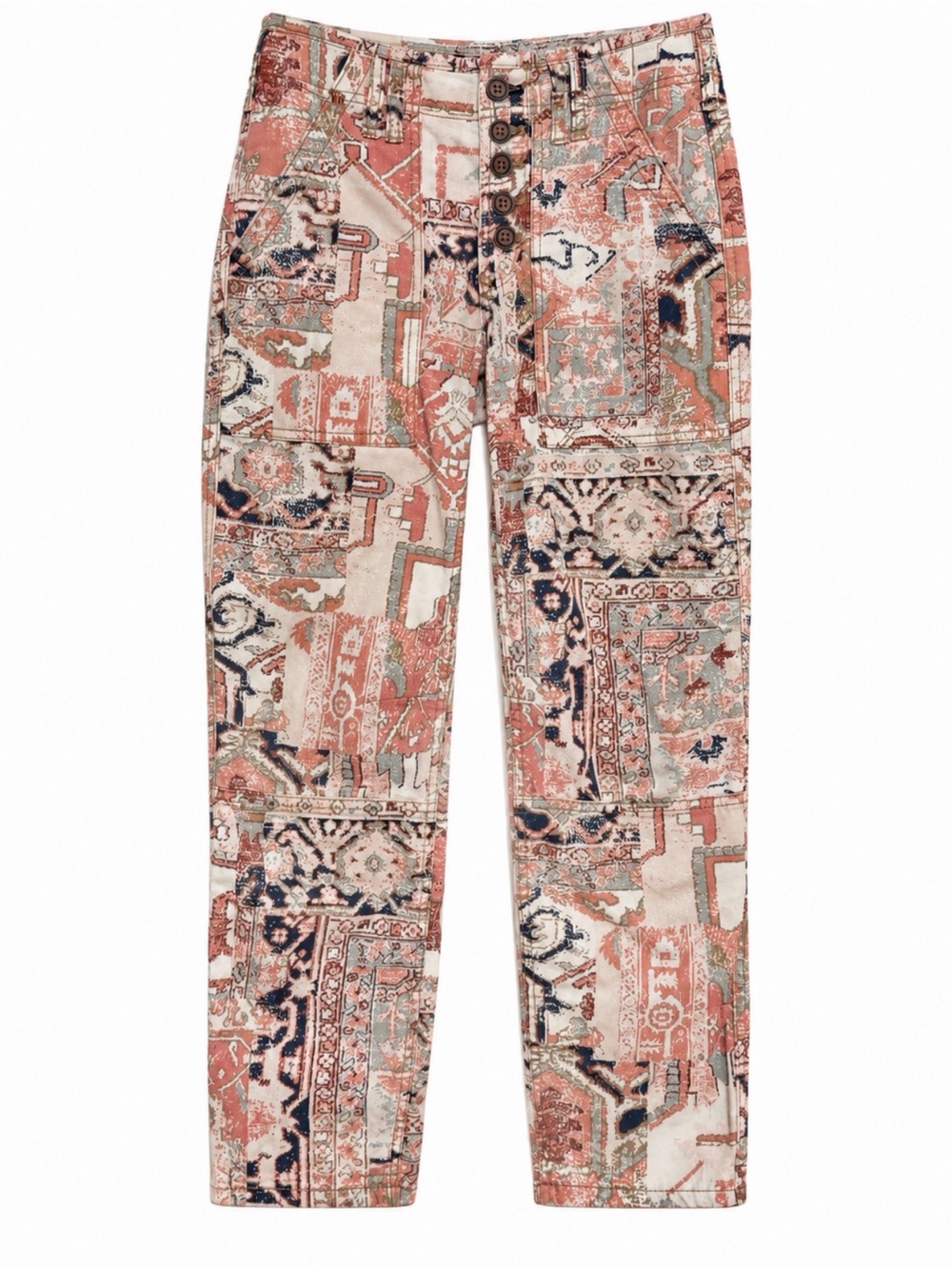 Anthropologie The Wanderer Boho Coral Multi Patchwork Straight-Leg Jeans